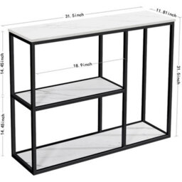 3-Tier Storage Console Table - 30Cm Narrow Entryway Piece With White Marble Top - thumbnail 2