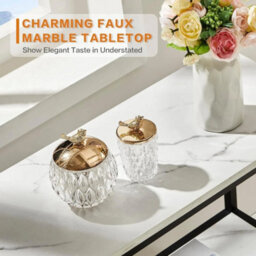 3-Tier Storage Console Table - 30Cm Narrow Entryway Piece With White Marble Top - thumbnail 4