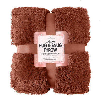 Gc Gaveno Cavailia Comfy Cuddle Throw 150X200 Cm Rust For Sofas Large Double Bed, Luxury Fuzzy Warm Faux Fur Fluffy Blanket