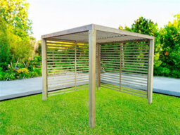 Edecks Retreat Slatted Garden Gazebo - Pressure Treated Outdoor Timber Diy Kit - 3000mm X 3000mm With Concrete In Posts 2.7M