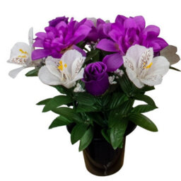 Urbn-Living Urbnliving 30Cm Height Rose Mix Purple & White Assorted Style Mini Flowerpots In Black Planter