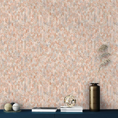 Holden Décor Amazonia Saram Chevron Orange Peach Wallpaper Holden 91290 - image 1