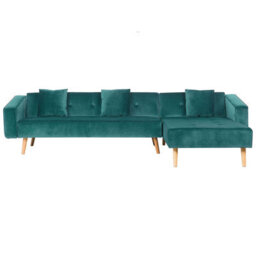 Beliani Corner Sofa Bed 4 Seater Vadso Velvet Emerald Green Left Hand