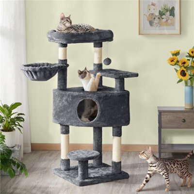 Yaheetech Dark Grey 117Cm Cat Tree Cat Climbing Tower With Perch & Basket & Scratching Posts - image 1