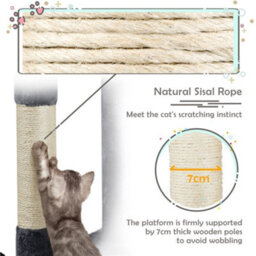 Yaheetech Dark Grey 117Cm Cat Tree Cat Climbing Tower With Perch & Basket & Scratching Posts - thumbnail 5