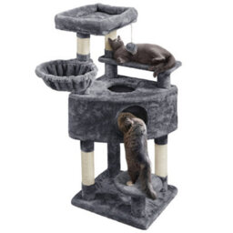Yaheetech Dark Grey 117Cm Cat Tree Cat Climbing Tower With Perch & Basket & Scratching Posts - thumbnail 2
