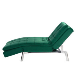 Beliani Chaise Longue Loiret Velvet Emerald Green - thumbnail 8