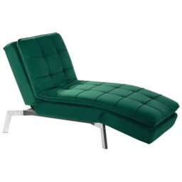 Beliani Chaise Longue Loiret Velvet Emerald Green