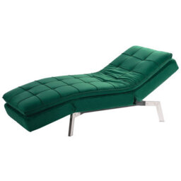 Beliani Chaise Longue Loiret Velvet Emerald Green - thumbnail 6