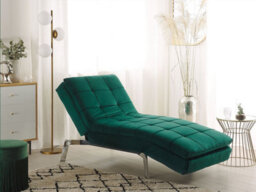 Beliani Chaise Longue Loiret Velvet Emerald Green - thumbnail 2