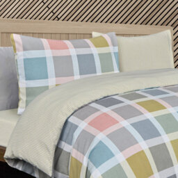 Smart Living Luxury Super Soft Reversible Crosshatch Check Duvet Cover With Pillowcase - thumbnail 3