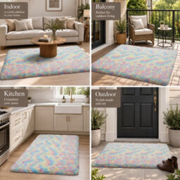 Oxford Homeware Shaggy Rug Anti-Slip Washable Soft Fluffy Living Room And Bedroom Rug (Rainbow, 60X110Cm) - thumbnail 3