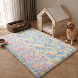 Oxford Homeware Shaggy Rug Anti-Slip Washable Soft Fluffy Living Room And Bedroom Rug (Rainbow, 60X110Cm) - thumbnail 1