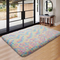 Oxford Homeware Shaggy Rug Anti-Slip Washable Soft Fluffy Living Room And Bedroom Rug (Rainbow, 60X110Cm) - thumbnail 6