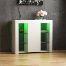 Lassic Vida Designs Azura White 1 Door Large Led Sideboard Storage Cabinet Cupboard - thumbnail 7
