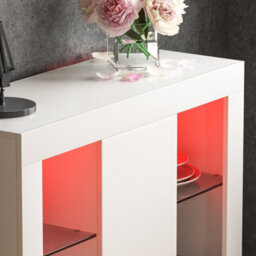 Lassic Vida Designs Azura White 1 Door Large Led Sideboard Storage Cabinet Cupboard - thumbnail 5