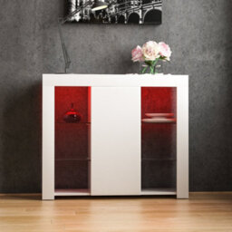 Lassic Vida Designs Azura White 1 Door Large Led Sideboard Storage Cabinet Cupboard - thumbnail 3