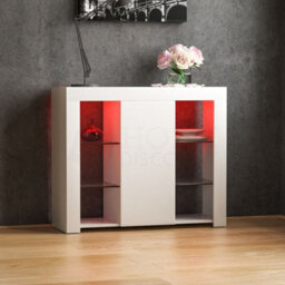 Lassic Vida Designs Azura White 1 Door Large Led Sideboard Storage Cabinet Cupboard - thumbnail 1