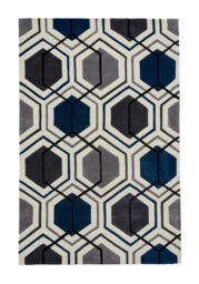 Grey/navy Handmade Modern Geometric Easy To Clean Rug For Bedroom & Living Room-120Cm X 170Cm - thumbnail 8