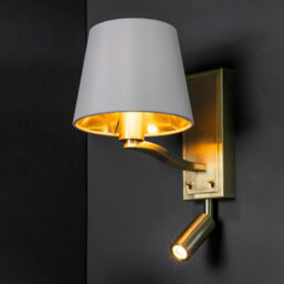Luminosa Lighting Luminosa Harvey Indoor Wall Reading Lamp Satin Brushed Gold, Vintage White Faux Silk, E14 - thumbnail 5