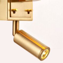 Luminosa Lighting Luminosa Harvey Indoor Wall Reading Lamp Satin Brushed Gold, Vintage White Faux Silk, E14 - thumbnail 4