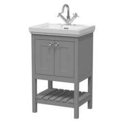 Dezine Colorado 500mm Cool Grey 1 Tap Hole Floorstanding Vanity Unit - thumbnail 1