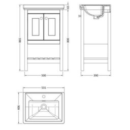 Dezine Colorado 500mm Cool Grey 1 Tap Hole Floorstanding Vanity Unit - thumbnail 3