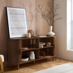 Birlea Walnut Axel 2 Door Fluted Sideboard - thumbnail 4