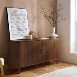 Birlea Walnut Axel 2 Door Fluted Sideboard - thumbnail 1