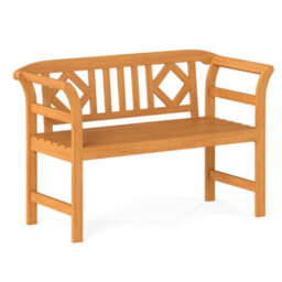 Gainoom Outdoor Bench Acacia Wood 2-Person Patio Loveseat With Backrest And Armrests - thumbnail 9