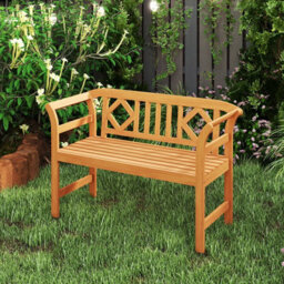 Gainoom Outdoor Bench Acacia Wood 2-Person Patio Loveseat With Backrest And Armrests - thumbnail 3