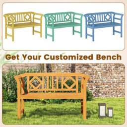 Gainoom Outdoor Bench Acacia Wood 2-Person Patio Loveseat With Backrest And Armrests - thumbnail 6