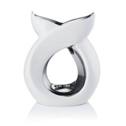 White Cross Over Ceramic Burner. Gift Boxed - (H) 17 Cm