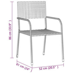 Walplus 3 Piece Outdoor Dining Set Poly Rattan Black - thumbnail 8