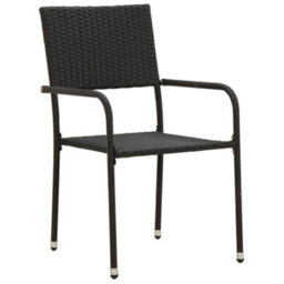 Walplus 3 Piece Outdoor Dining Set Poly Rattan Black - thumbnail 4