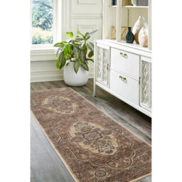 Melrose Traditional Medallion Brown Design Living Indoor Area Runner Rug 068/235Cm - thumbnail 1