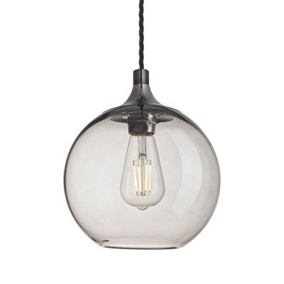 Industville Chelsea Glass Globe Pendant - 7 Inch, Mocha Glass Globe - 7 Inch, Shiny Black Nickel Pendant Holder - image 1