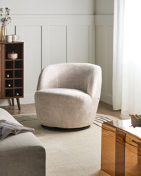 Beliani Swivel Armchair Kuolpa Chenille Beige - thumbnail 2