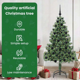 Vidaxl Christmas Tree With 300 Leds With Stand Green 180 Cm Pvc - thumbnail 7