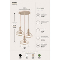 Luminosa Lighting Luminosa Axia Cluster Pendant Ceiling Light Beige 3X Gx53 - thumbnail 4