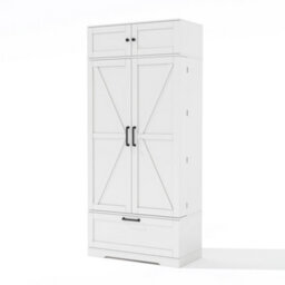 Btm 80X40X180Cm Kitchen Storage Cabinet, Adjustable Shelves, Wine Rack, For Kitchen/dining Room - thumbnail 8