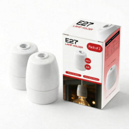 E27 Edison Screw Bulb Holder 6V White With Brass Terminals Heat Resistant For Led Lights Pack Of 2