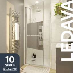 GoodHome Ledava Chrome Effect Mirror Strip Pivot Shower Door (H)195Cm (W)76Cm - thumbnail 9