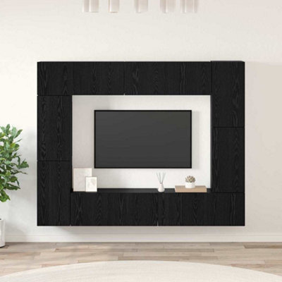 Berkfield Tv Cabinet 8 Pcs Black Oak 80 X 30 X 30 Cm Engineered Wood - image 1