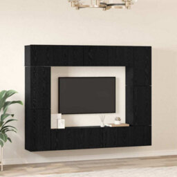 Berkfield Tv Cabinet 8 Pcs Black Oak 80 X 30 X 30 Cm Engineered Wood - thumbnail 4