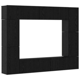 Berkfield Tv Cabinet 8 Pcs Black Oak 80 X 30 X 30 Cm Engineered Wood - thumbnail 2