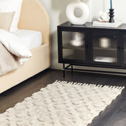 Beliani Cosy Nest Cotton Area Rug 80 X 150 Cm - Hand-Tufted Geometric Beige - thumbnail 2