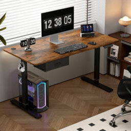 MCC Direct Electric Standing Desk Sit Stand Desk Height Adjustable Home Or Office Desk 140 Cm Width Brown - thumbnail 4
