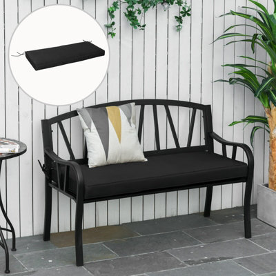 Outsunny Garden Bench Cushion 2 Seater Seat Pad Indoor& Outdoor Use Black - image 1