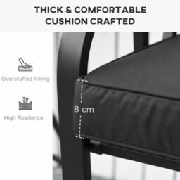 Outsunny Garden Bench Cushion 2 Seater Seat Pad Indoor& Outdoor Use Black - thumbnail 7